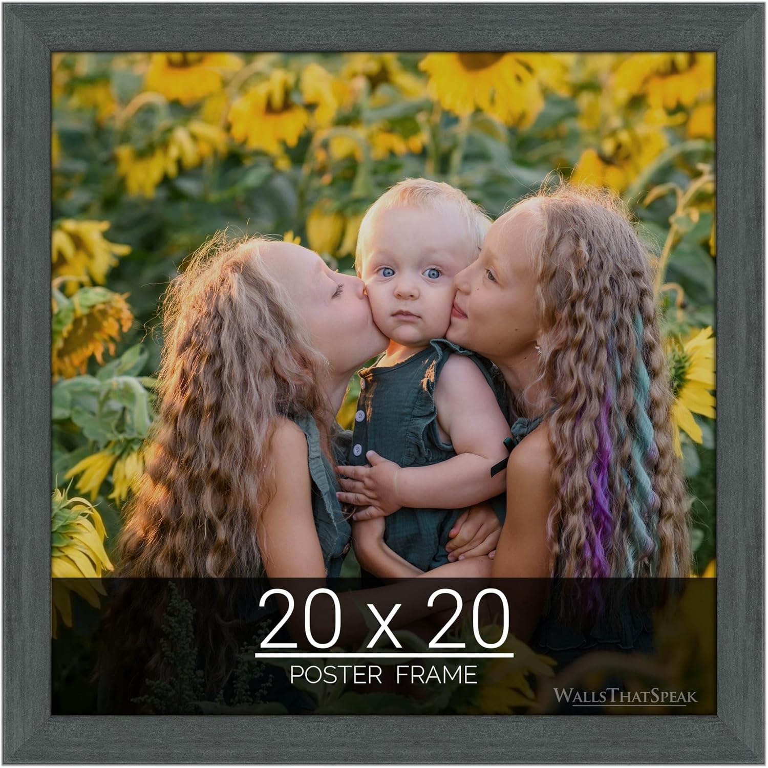 wallsthatspeak 20x20 Slate Gray Picture Frame for Puzzles Posters Photos or Artwork