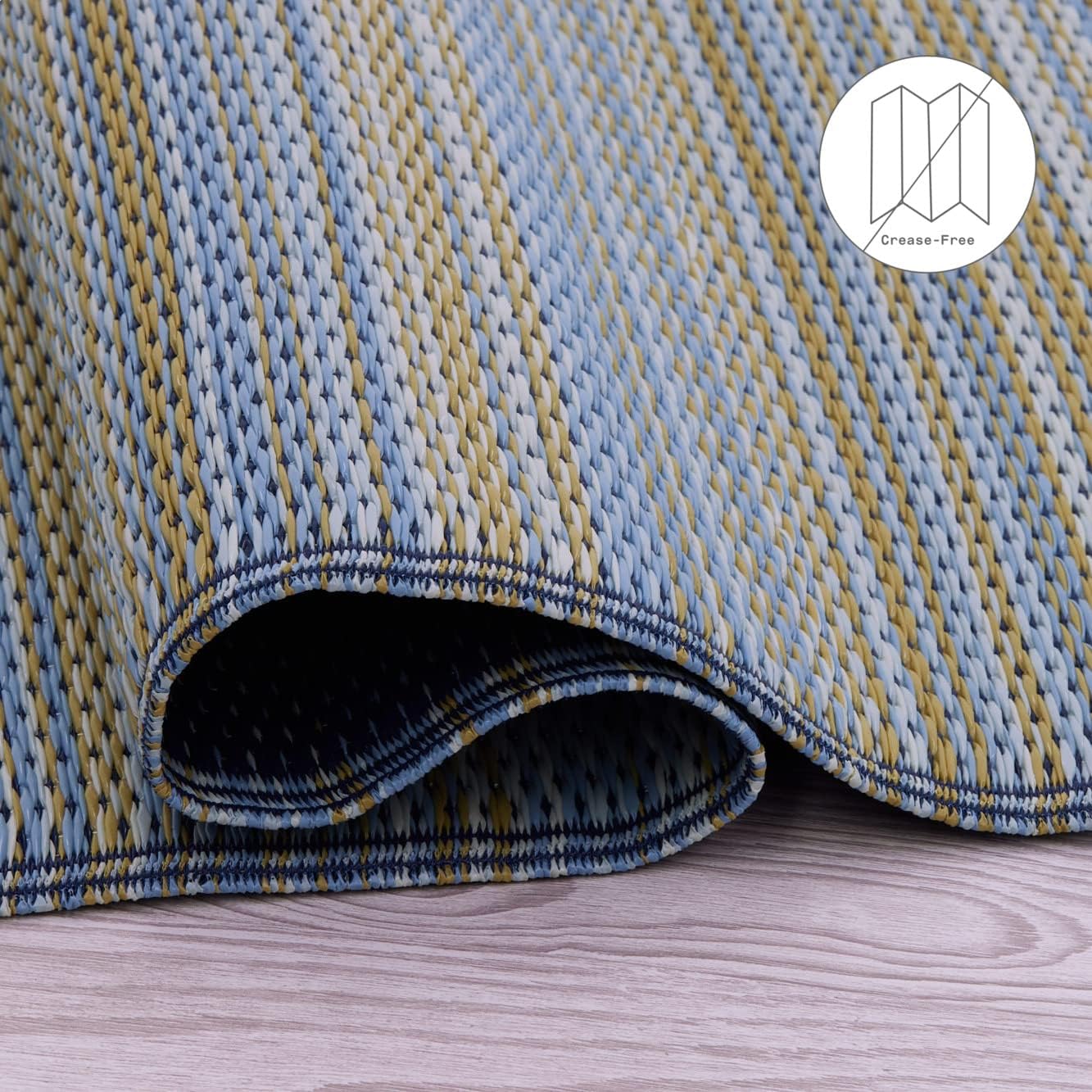 Fab Habitat Outdoor Rug - Waterproof, Fade Resistant, Crease-Free - Premium Recycled Plastic - Striped - Patio, Deck, Porch, Balcony, Laundry Room - Cancun - Shadow Blue - 4 x 6 ft