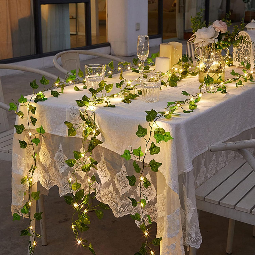 12 Packs Artificial Ivy, 84FT Garland Hanging Plants Fake Vines with 200 LED String Light for Bedroom Wedding Party Garden Wall Room Home Decor