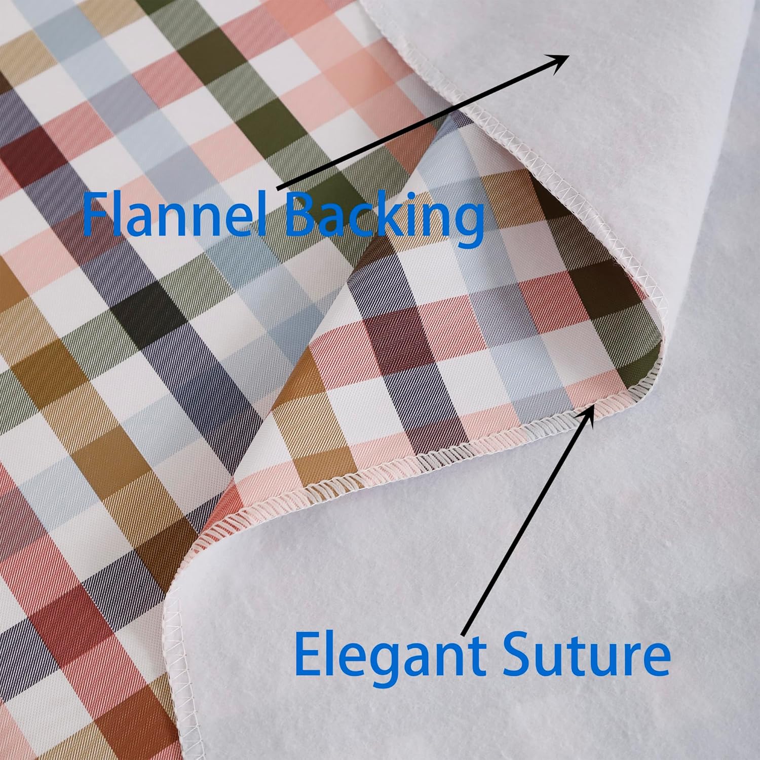 Heavy Duty Vinyl Tablecloth with Flannel Backing Waterproof Oil-Proof Plastic Table Cloth Stain-Resistant Wipeable Rectangle or Square Table Cover for Indoor and Outdoor (Color Checkered,52x70 Inch)