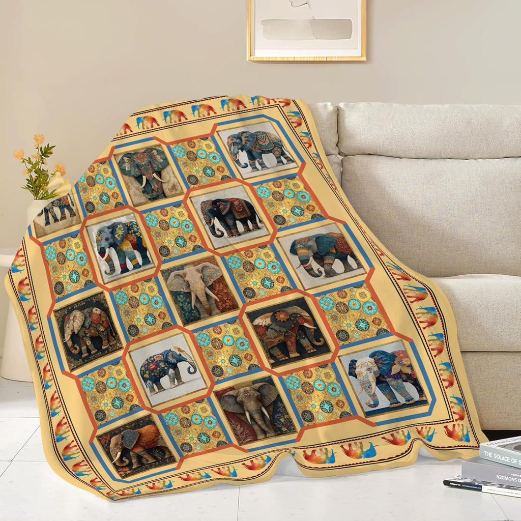 Elephant Throw Blanket Elephant Stuff Gifts for Kids Girls Boys Adults Women Men Soft Cozy Warm Plush Fluffy Fuzzy Fleece Blanket Decor 60''X80''