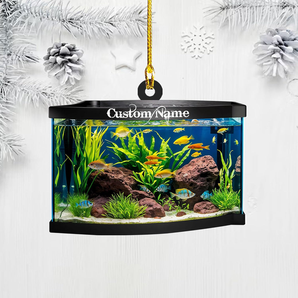 Personalized Aquarium Christmas Ornament, Fish Christmas Ornament, Gift for Fish Lover, Custom Aquarium Christmas Tree Keepsake, Kids First Gift Ideas, Pet Kids Ornament (AFT6)