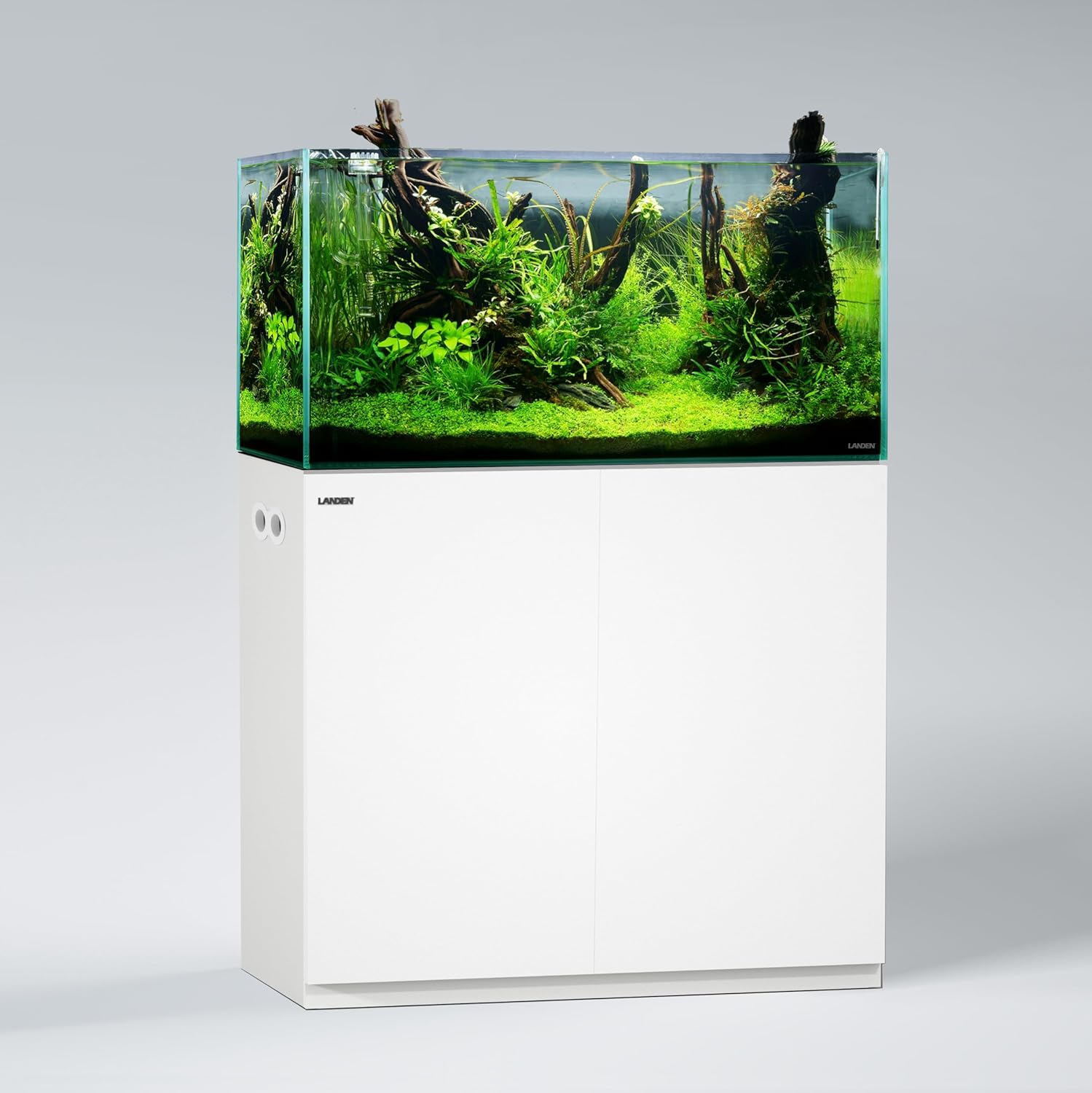 LANDEN Aquarium Wooden Stand and Cabinet for up to 55 Gal Tank, Fish Reptile Sea Salt WaterTank Stand, Nano Foam Leveling Mat Included, W35.5xD19.7xH31.5 in, Wooden Matte White Painted(Stand Only)
