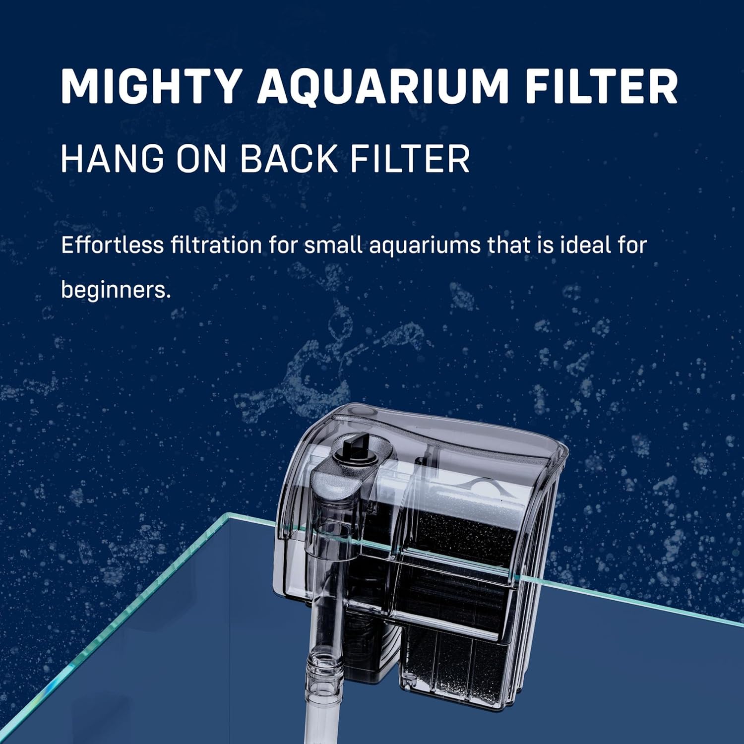 Mighty Aquarium Hang On Back Filter - Aquarium HOB Filter - Adjustable Fish Tank Filter - Aquarium Filters - Nano Aquarium Filter - Fish Aquarium Filter - Hang On Back Aquarium Filter (4-10 Gallons)