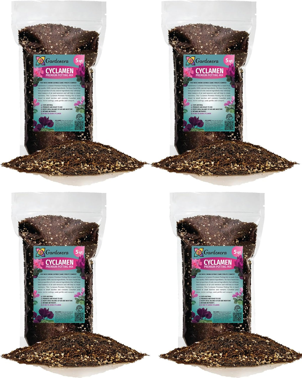 Gardenera Premium Cyclamen Potting Soil Mix - Perfect Balance of Nutrients, Drainage, and Aeration for Thriving Blooms - 20 Quart