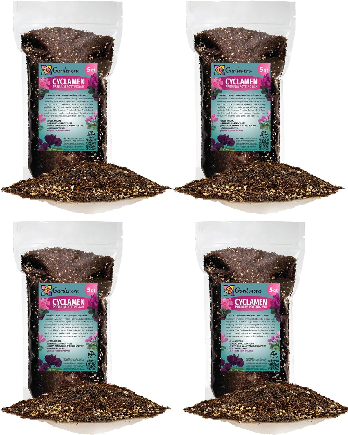 Gardenera Premium Cyclamen Potting Soil Mix - Perfect Balance of Nutrients, Drainage, and Aeration for Thriving Blooms - 20 Quart