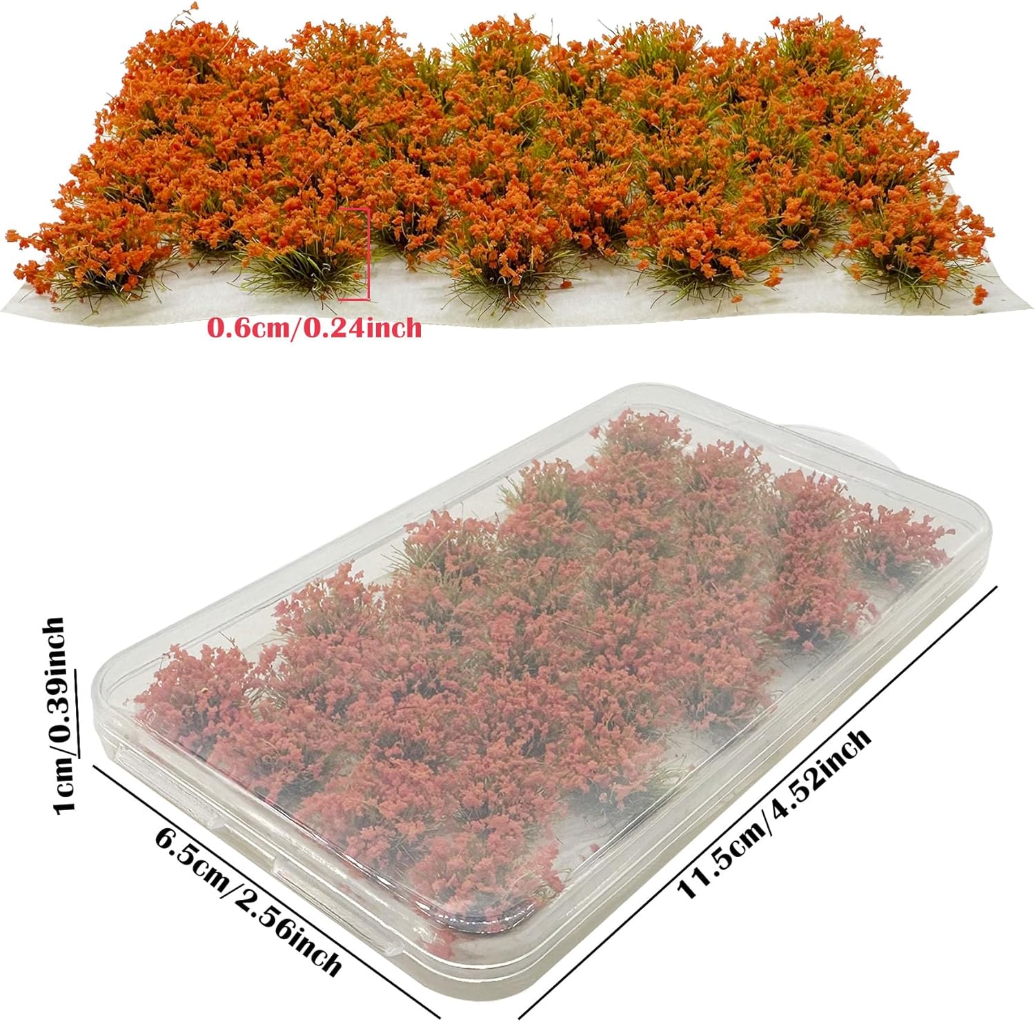 Woohome Static Grass Tuft Model Gras s Tufts, 64 PCS Railway Artificial Grass Pink and Orange Bushy Tuft Flower Cluster Vegetation Groups for DIY Building Model Train Landscape Railroad Scenery