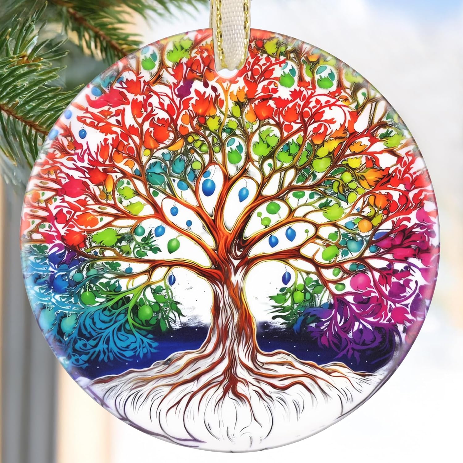 2025 Christmas Ornaments, Round Ceramic, Holiday Decor for Christmas Tree, Gift Idea for Friends