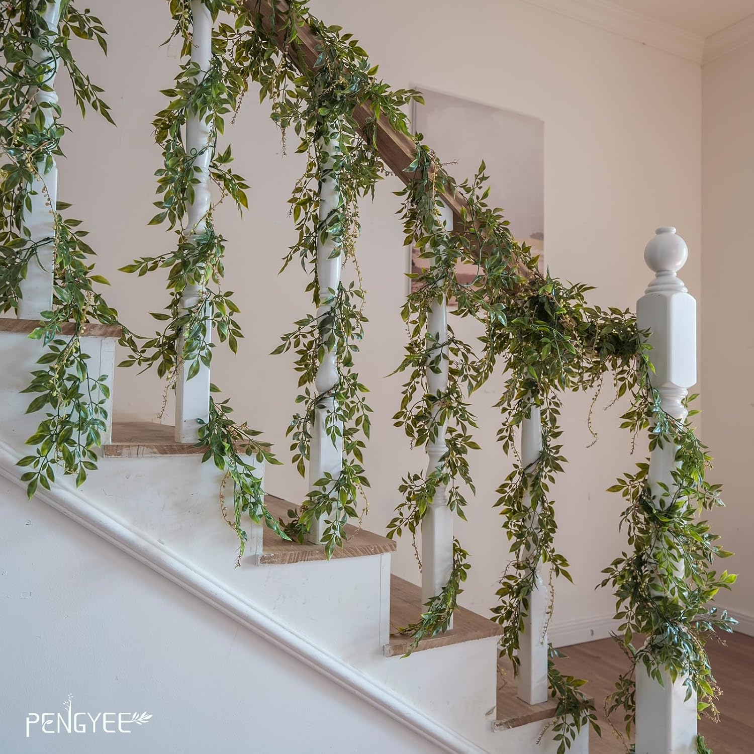 6 Pack 5.57ft Artificial Greenery Garland, Willow Leaf Garland for Room Decor, Garlands for Decoration, Fake Vines Hanging Plants for Home Bedroom Garden Wall Wedding Decor-043