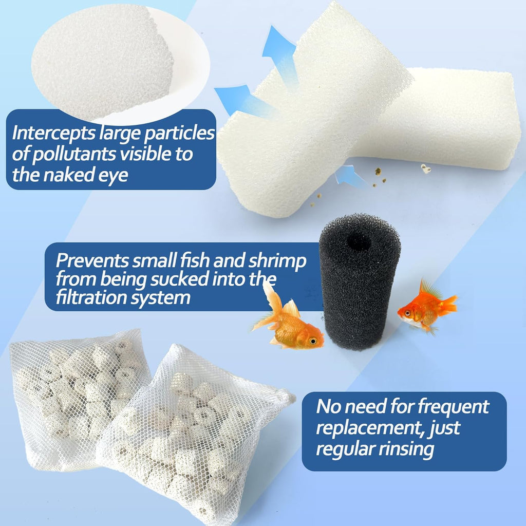 2 Sets of Upgraded Three-Stage Filtration Fish Tank Filter for AquaClear 50 Power Filter, 2 Set of Replacement Maintenance Kit for Fish Tank Filter for 20- to 50-Gallon Aquariums