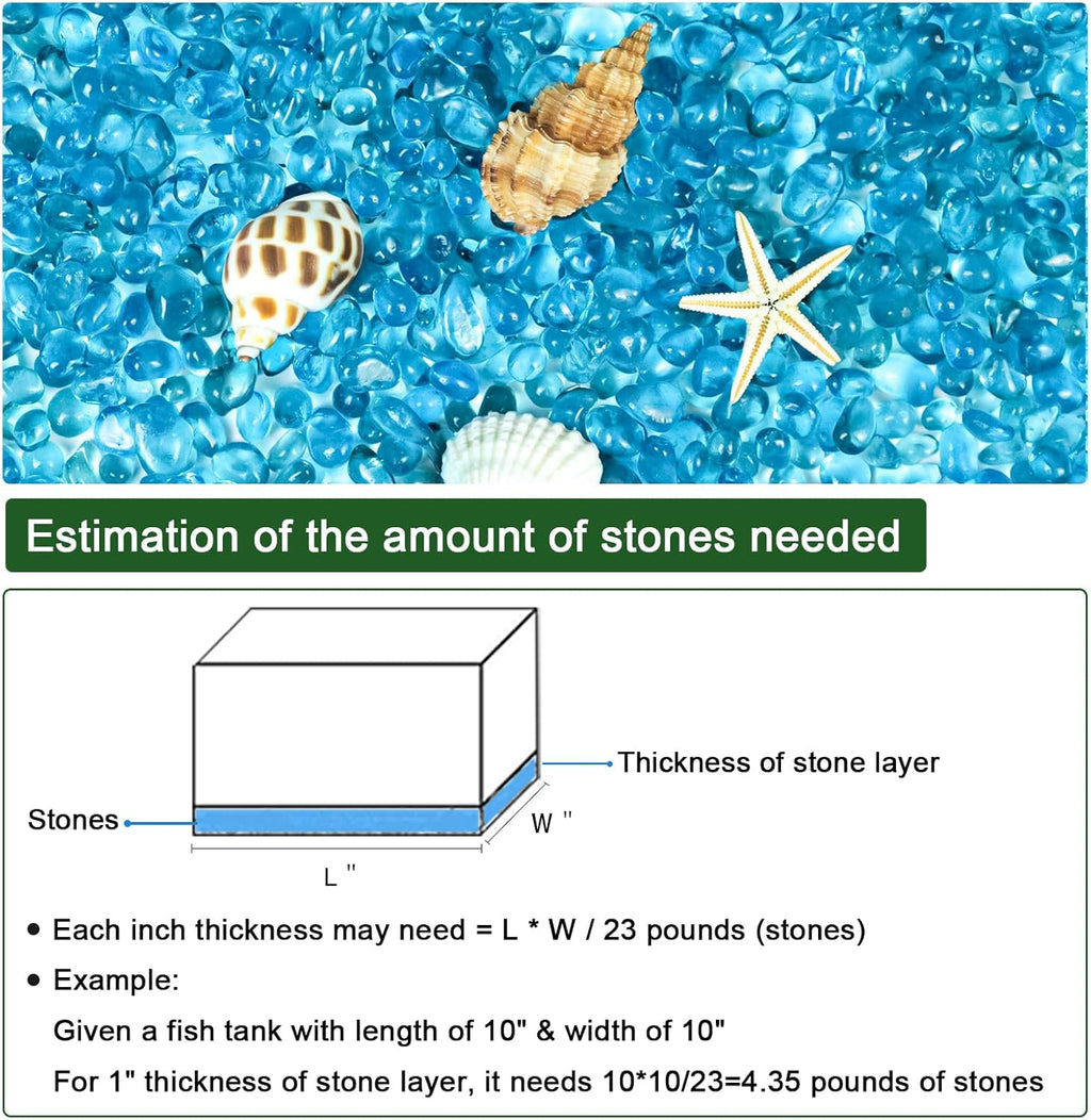 BXI 2.2 Lbs Small Aquarium Substrate Gravel Sand, Polished Smooth Fish Tank Gravel, Colorfast Uncoated Vibrant Blue Sea Glass, Decorative Stones for Vase Fillers, Fairy Garden, Potted Plants