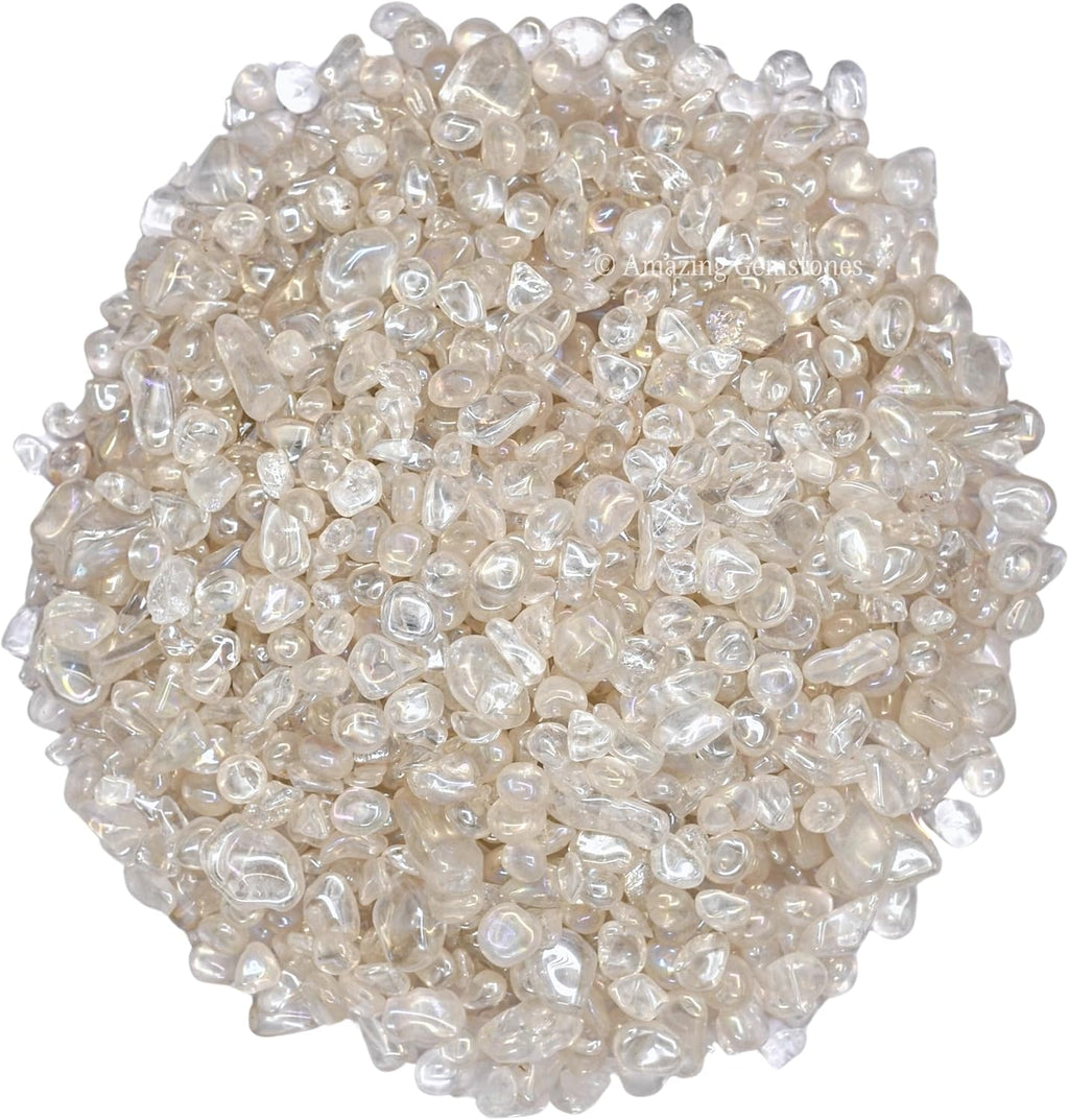 Amazing Gemstone Angel Aura Quartz Crystal Chips Aquarium Gravel Rocks - Bulk Fish Tank Gravel, Small Tumbled Stone Chips and Tiny Crystals for Decoration (Natural AAA Grade) (1000+ Carat Chips)