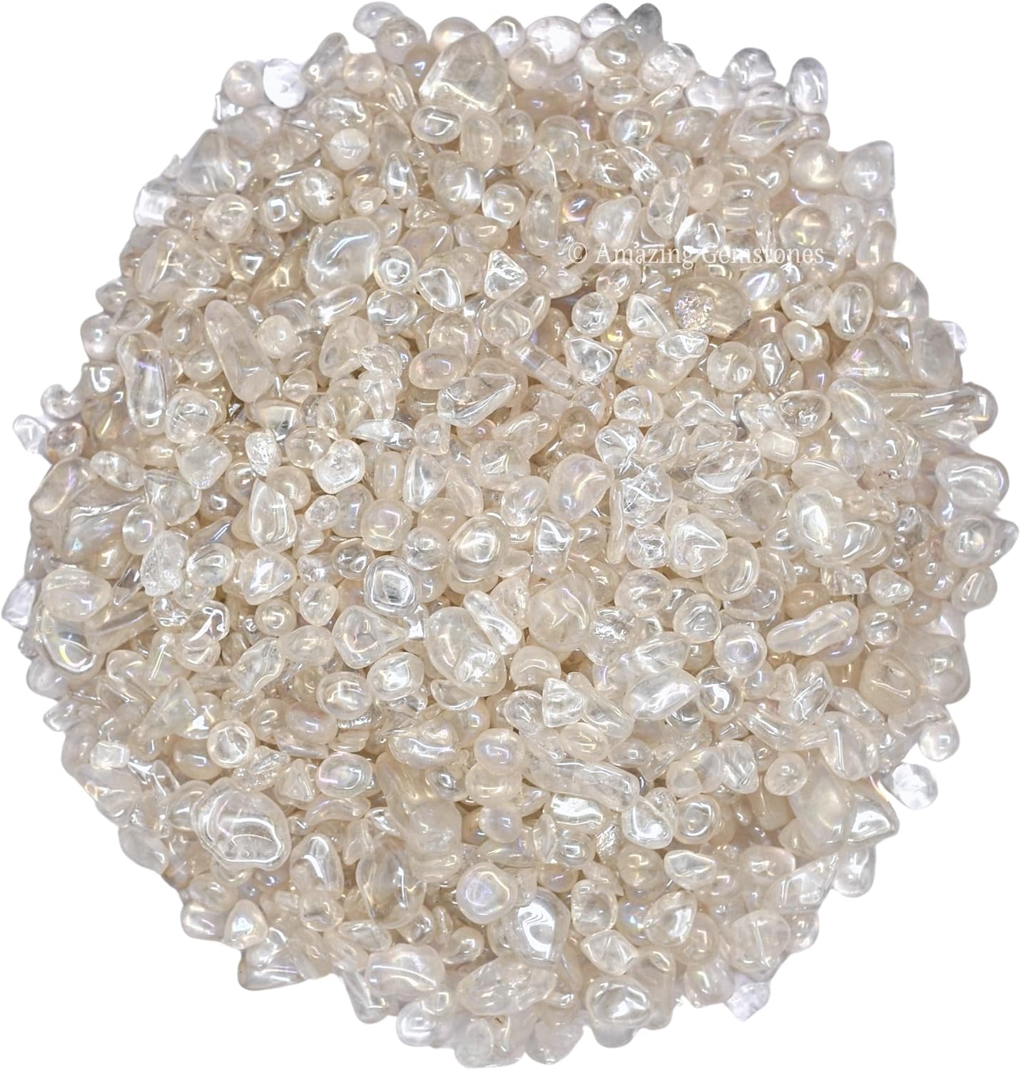 Amazing Gemstone Angel Aura Quartz Crystal Chips Aquarium Gravel Rocks - Bulk Fish Tank Gravel, Small Tumbled Stone Chips and Tiny Crystals for Decoration (Natural AAA Grade) (1000+ Carat Chips)
