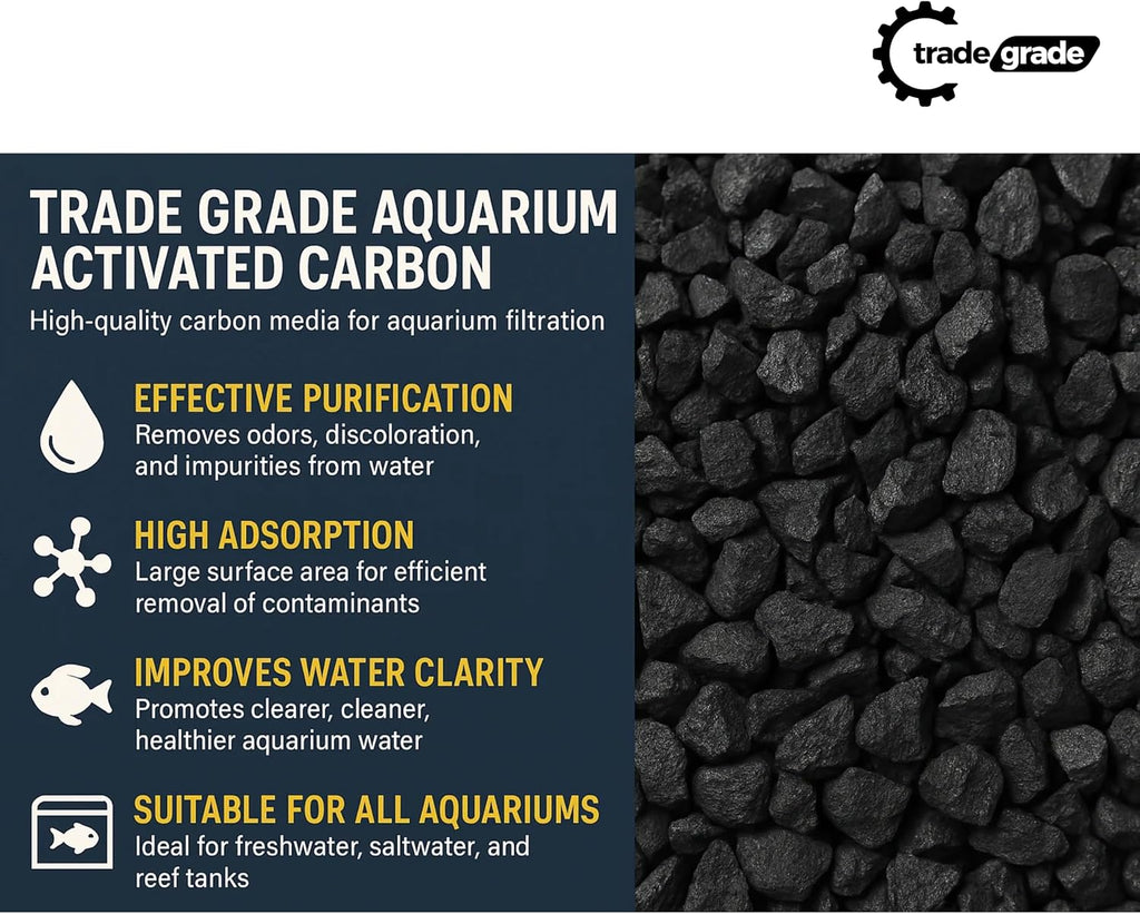 TradeGrade Activated Carbon Aquarium – 5lb Bucket Granulated Activated Charcoal for Fish Tank & Water Purification – High-Performance Aquarium Charcoal Filter Media for Crystal Clear Water