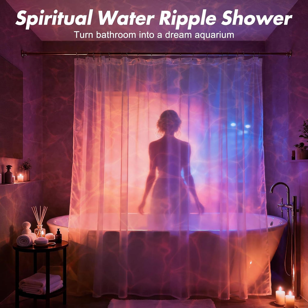 2 Pack Rechargeable Shower Light for Inside Shower, 16 Color Changeable Waterproof Shower Lamp with Remote, Dimmable Ocean Wave Projector Light, LED Water Ripple Night Light for Bathroom, Living Room