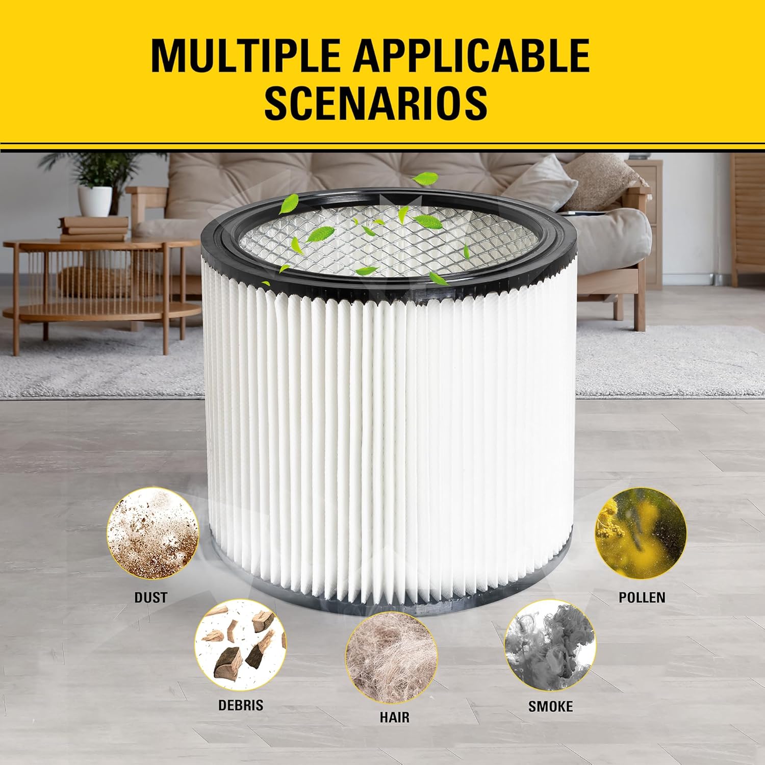 STANLEY Vacuum Filter Replacement 08-2501, Fit for Most 5-18 Gallon Wet Dry Vacuum Cleaner, Compatible with SL18115, SL18115P, SL18116, SL18116P, SL18191P, SL18199P, SL18117, SL18701P-10A, SL18410P-5A