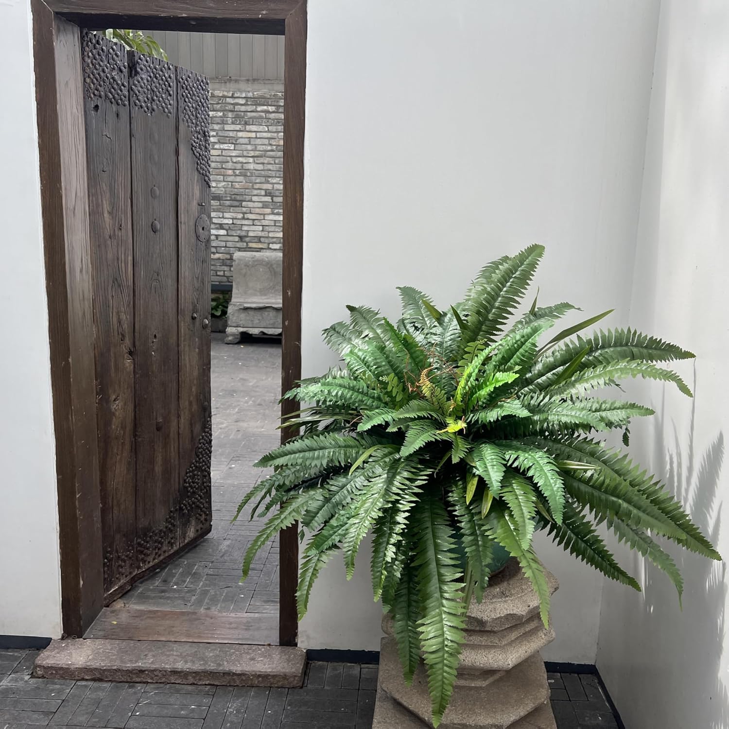 48" Artificial Ferns for Outdoors Large, 2 Packs Fake Ferns, Realistic & UV Resistant Faux Fern for Porch Windowsill Garden Planter Home Indoors Office Decor, Potted or Hanging (67 Leaves/Stem)