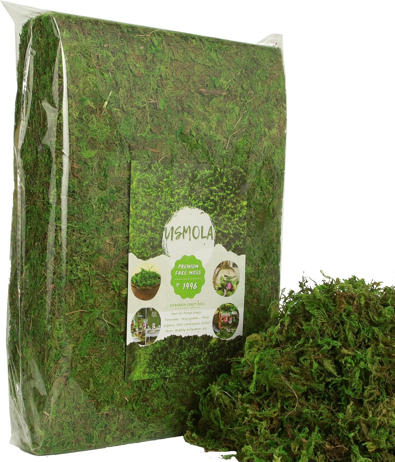 Fake Moss for Potted Plants Indoor, 2LBS Large Capacity Artificial Green Moss for DIY Crafts, Faux Moss for Table Centerpieces Fairy Garden Terrariums Decor (32OZ)