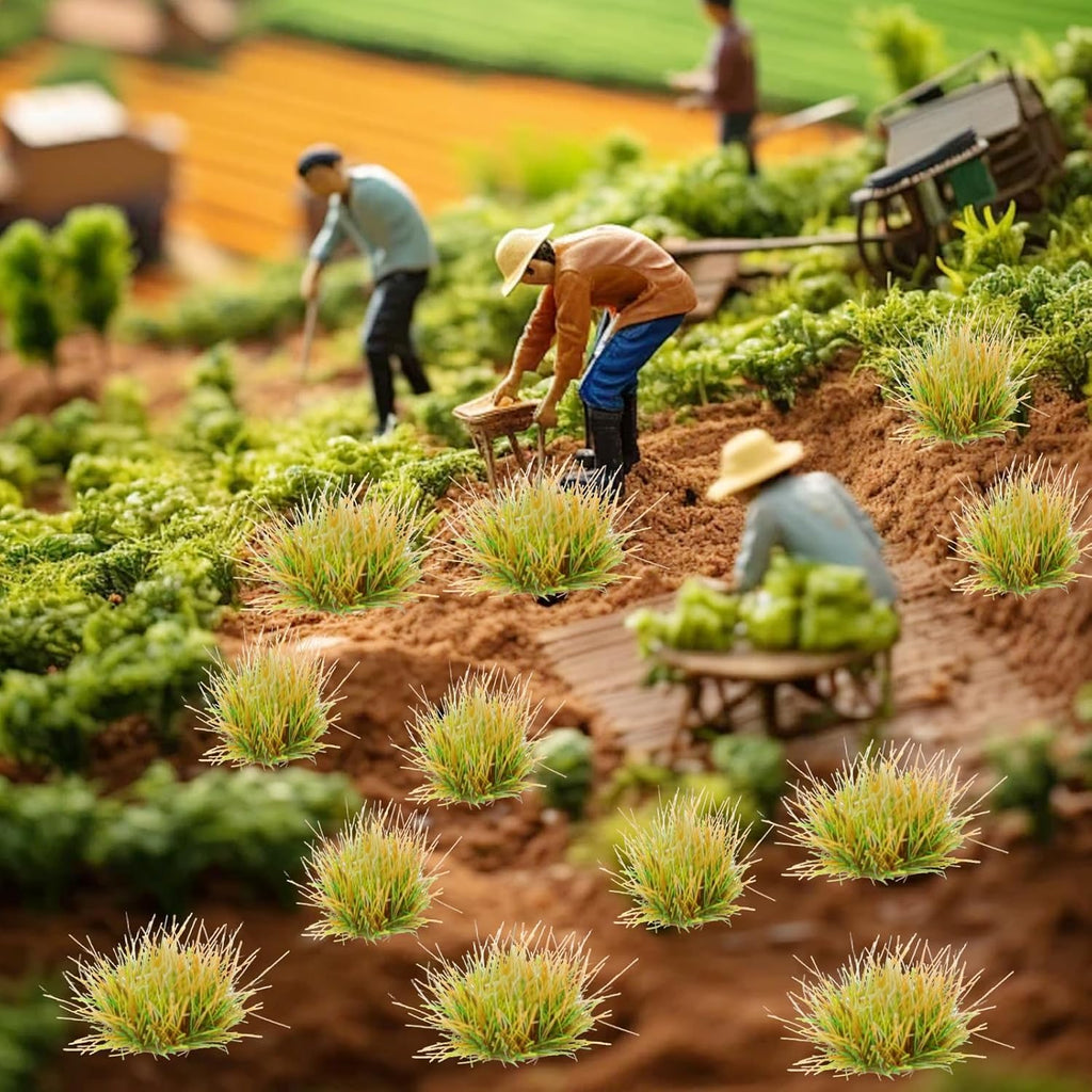 32 Pcs Static Grass Tuft, Model Grass Lowland Shrubs Tuft Terrain Model Artificial Grass for Gaming Terrain Rainforest Diorama Supplies (Winter)