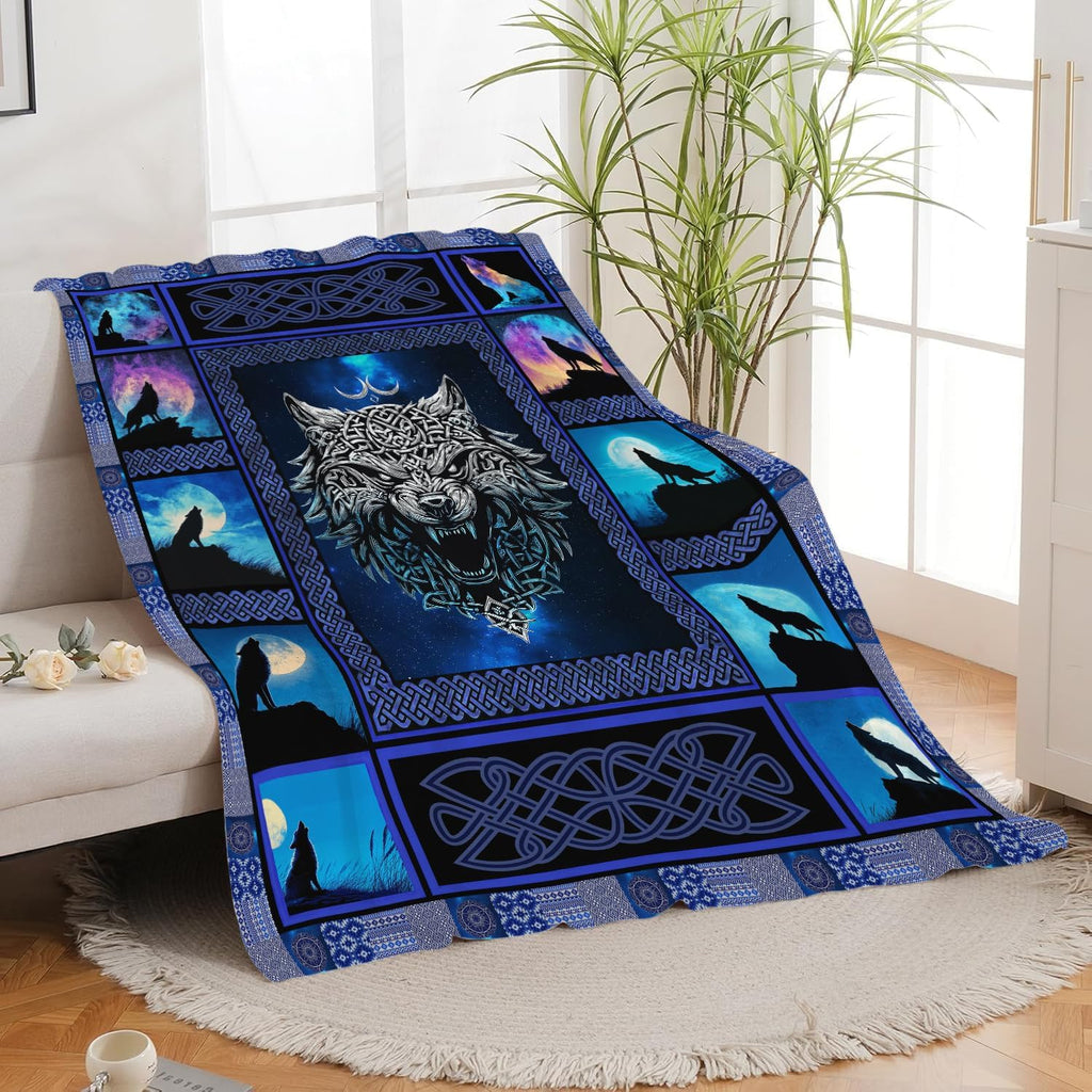 Wolf Throw Blanket Wolf Stuff Gifts for Kids Girls Boys Adults Women Men Soft Cozy Warm Plush Fluffy Fuzzy Fleece Blanket Decor 60''X80''