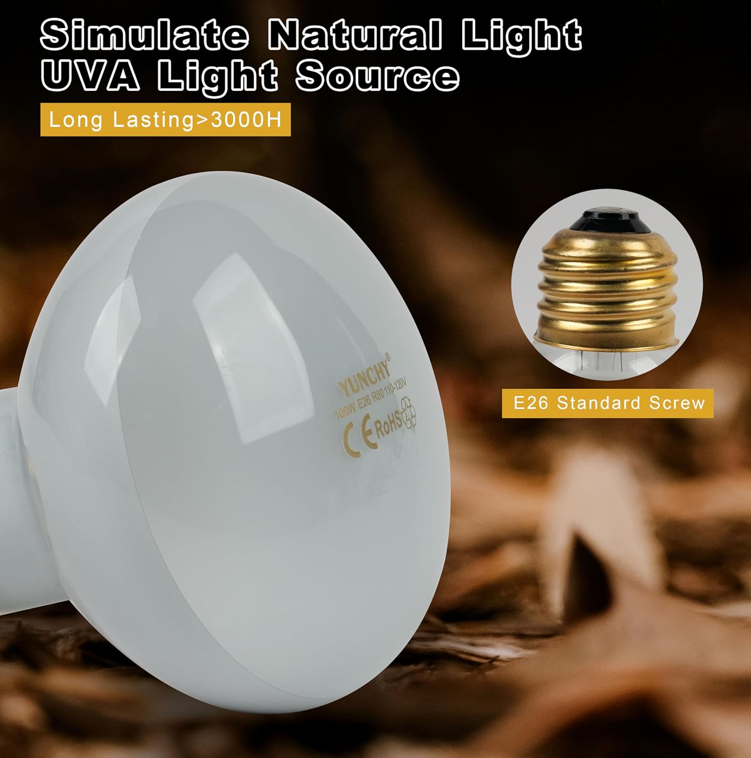 Reptile Heat Lamp, 150W Heat Lamp Bulbs for Reptiles 2 Pack, Amphibians Basking Heat Lamp Bulbs, UVA Daylight Basking Light for Reptiles, Bearded Dragon, Lizard, Turtle, Chicken