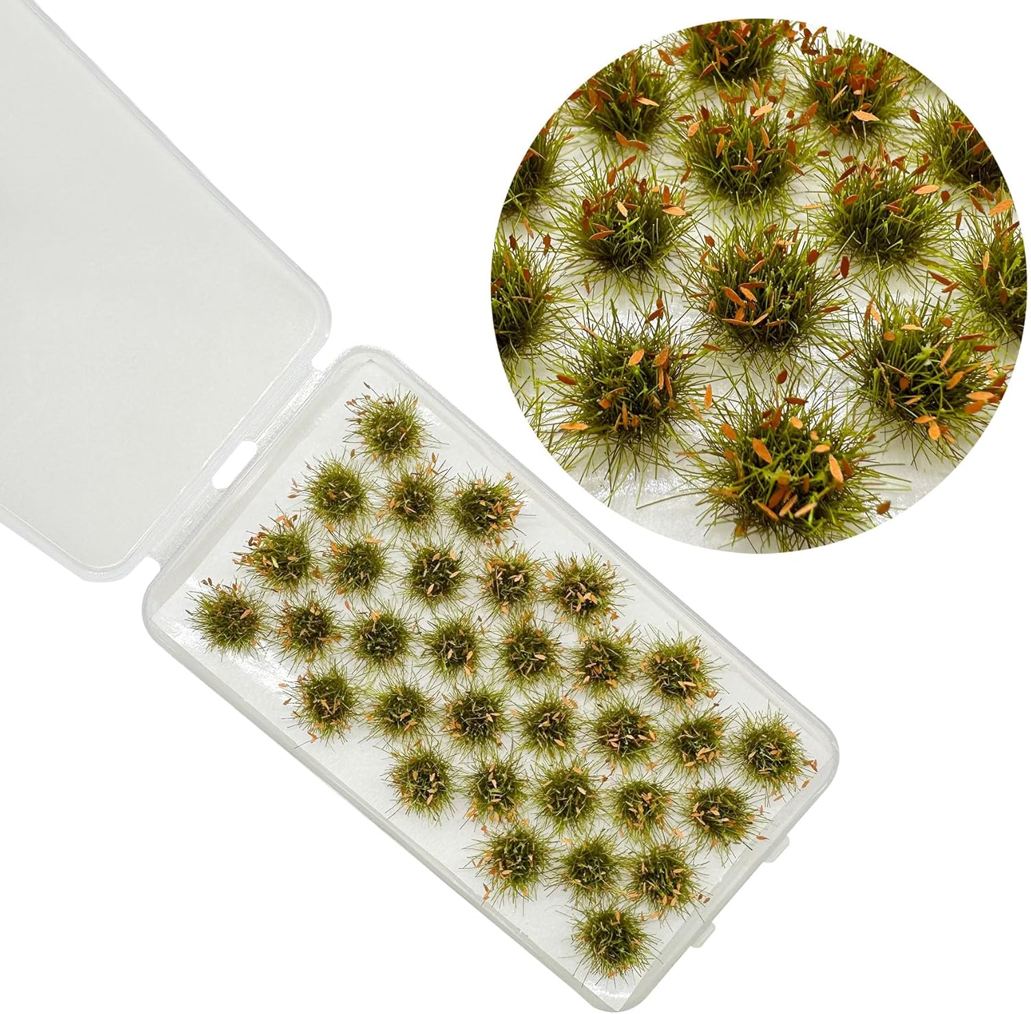 Woohome 32 PCS Miniature Grass Cluster, Orange Static Grass Tuft Model Vegetation Groups Static Grass Tufts for DIY Model Train Landscape Railroad Scenery Grass Tufts Flower, Style 9