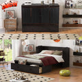 Harper & Bright Designs Queen Murphy Bed with USB Charging Station and Large Drawer, Wooden Queen Size Bed Wall Bed with Storage, Cube Cabinet Bed for Home Office Guest Room Bedroom,Espresso