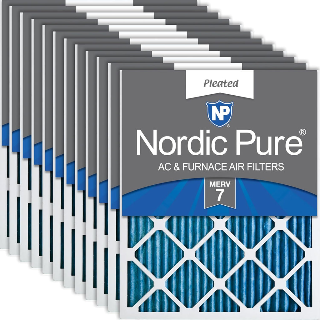 Nordic Pure 20x25x1 (19 1/2 x 24 1/2 x 3/4) Pleated MERV 7 Air Filters 12 Pack