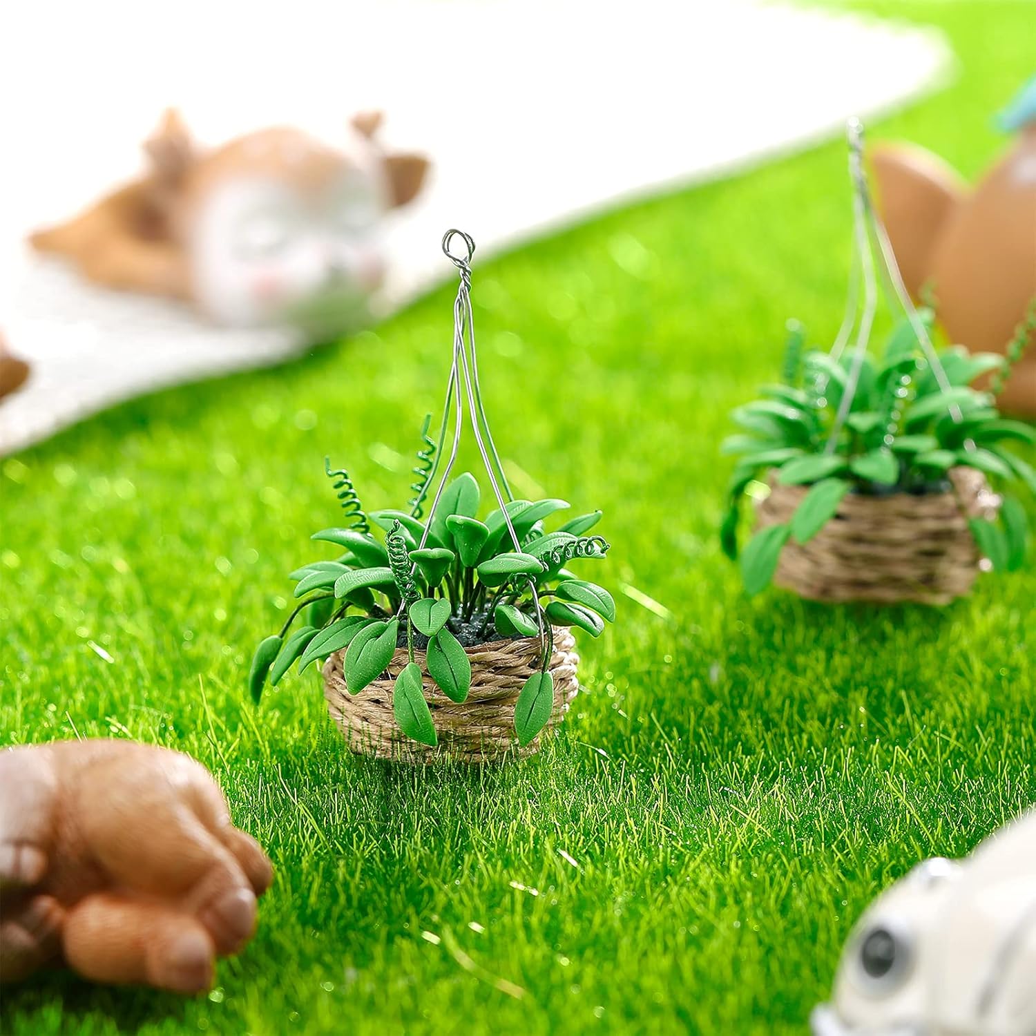 Skylety 2 Pieces 1:12 Miniature Dollhouse Plants Miniature Bonsai Plant Dollhouse Christmas Tree Mini Potted Houseplant Hanging Bonsai Pot Model for Toddlers Girls and Boys Toys DIY