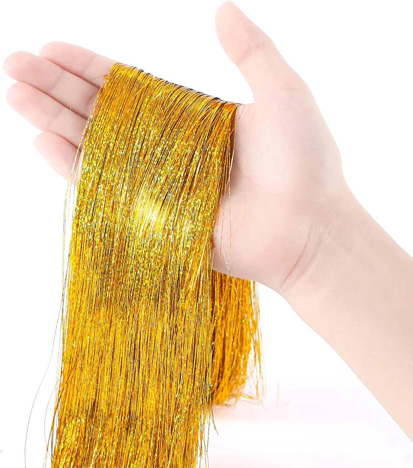 3000pcs Christmas Icicle Tinsel,18in Gold Foil Fringe Tinsel Strand Icicle Tinsel Christmas Tree Tinsel for Christmas Holiday Decor Birthday Supplies