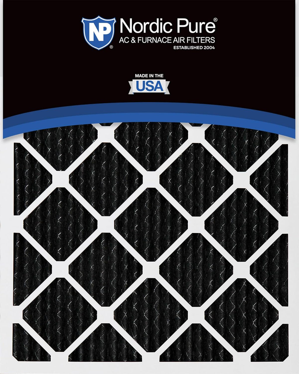 Nordic Pure 20x25x1 (19 1/2 x 24 1/2 x 3/4) Pure Carbon Pleated Odor Reduction Furnace Air Filters 2 Pack