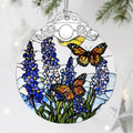 Stained Glass Ornament, Christmas Ornaments, Christmas Decorations for Tree, Holiday Ornament, Gifts for Butterfly Lovers, Holiday Party Gifts, Gift Ideas & Xmas Gift - Lavender with Butterfly