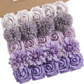 Artificial Flowers Combo Box Set Gradient Color Flower Leaf with Stems for DIY Wedding Bouquets Centerpieces Baby Shower Party Home Decorations (Lavender Purple)