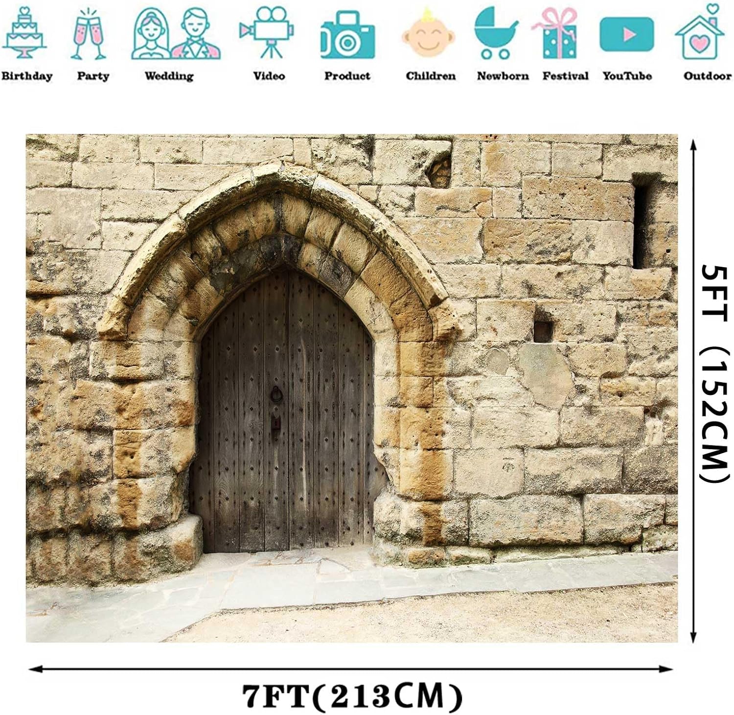 Stone Wall Backdrop Ancient Jerusalem Buildings Backdrops, 7x5ft, Old City Jerusalem Israel Cityscape Photography Background Party Supplies Room Decor Banner Photo Booth Props BJOKPR0369