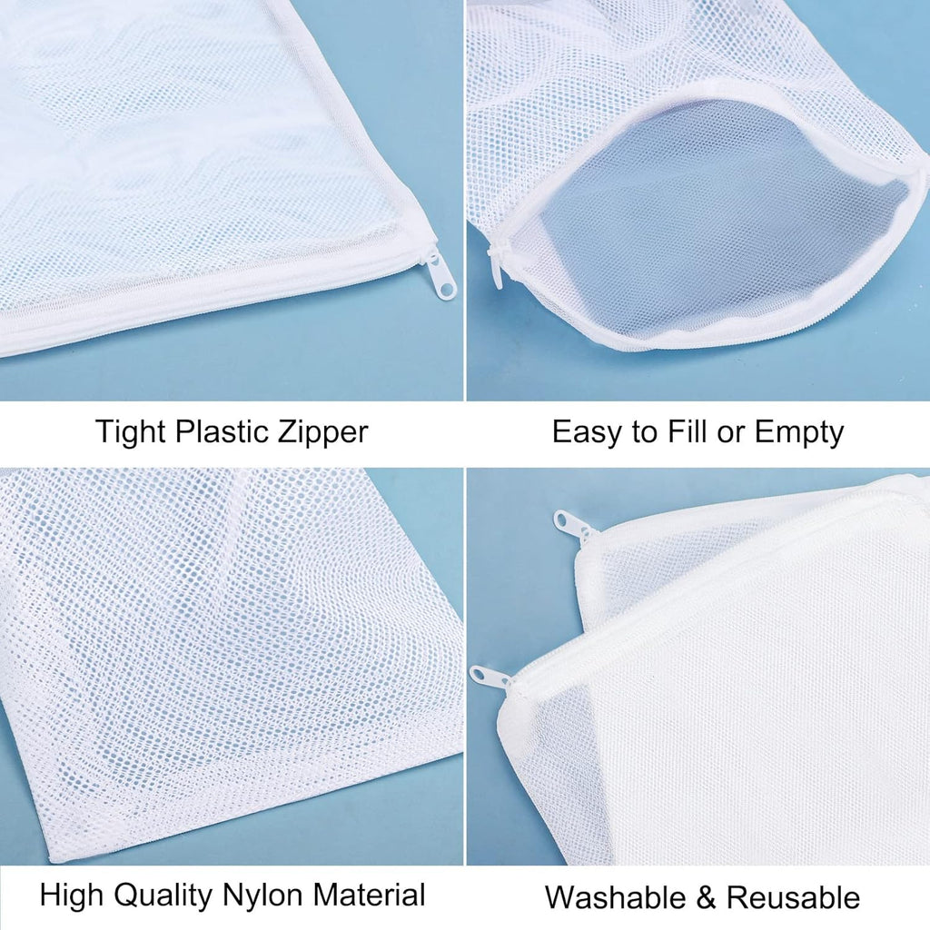 Segarty Filter Media Bags, 10PCS 11.7x7.8 Inch Aquarium Nylon Mesh Bags with Plastic Zipper, Fish Tank White Net Bags for Pellet Carbon, Bio Balls, Ceramic Rings, Ammonia Remover