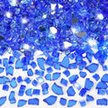 GasSaf 1/4 Inch Fire Glass Reflective Tempered Fireglass Cut Crushed FireGlass for Fire Pit, Fireplace, Replaces Existing Gas Logs & Lava Rocks (20 Pound)(Cobalt Blue Reflective)