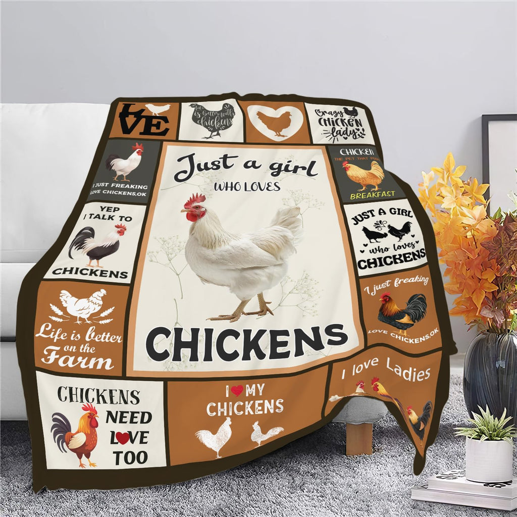 Chicken Blanket Rooster Chicken Throw Blanket Gifts for Girls Women Kids Boys Adults Men Super Soft Cozy Plush Fluffy Fuzzy Fleece Blanket Home Decor 40''X50''