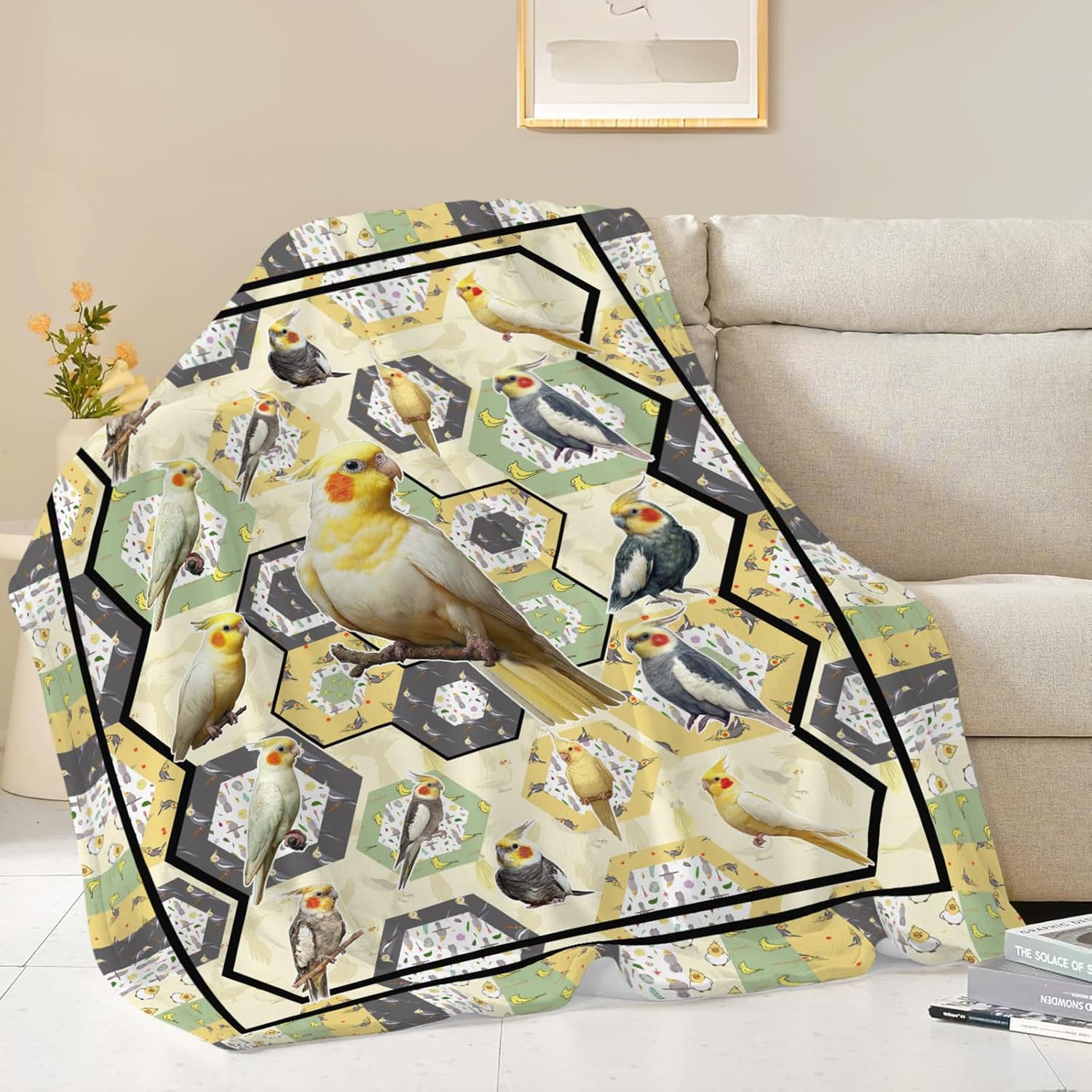 Parrot Bird Throw Blanket Cute Cockatiel Blanket Gifts for Girls Women Kids Boys Adults Men Super Soft Cozy Plush Fluffy Fuzzy Fleece Blanket Home Decor 40''X50''