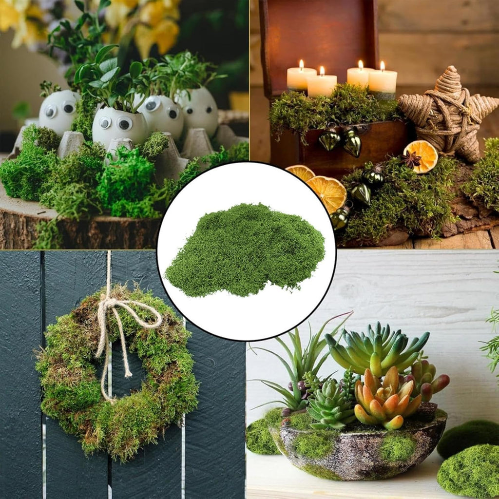 Fake Moss for Potted Plants, Artificial Green Moss Decor for DIY Table Centerpieces, Gardening, Floral Wedding Decoration, Preserved Moss for Crafts (Green-5.3oz)