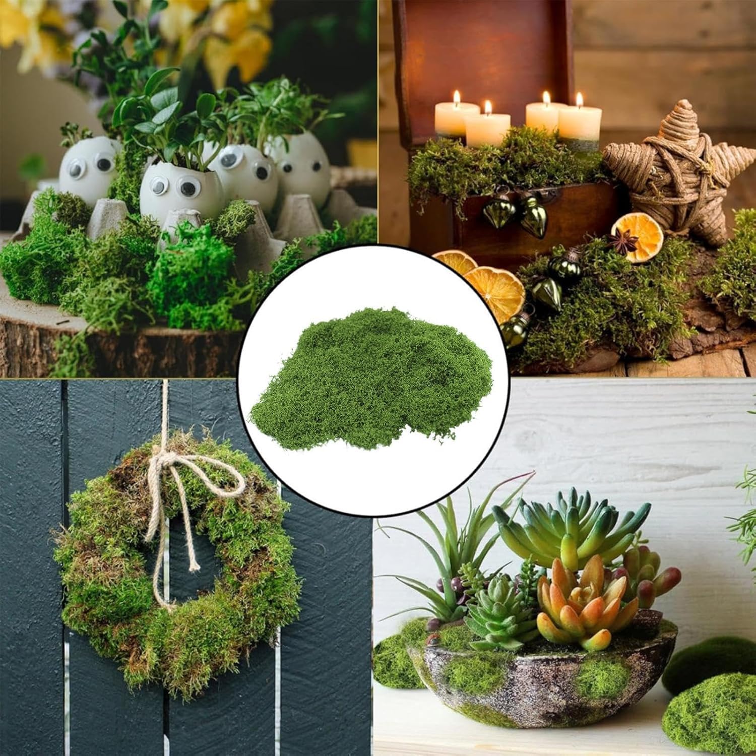 Fake Moss for Potted Plants, Artificial Green Moss Decor for DIY Table Centerpieces, Gardening, Floral Wedding Decoration, Preserved Moss for Crafts (Green-5.3oz)