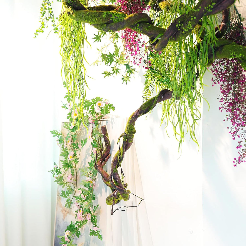70.86" Medium EVA Foam Soft Artificial Tree Branches Thick Trunk Twig Fake Vines Liana Rattan Garland for Wall Hanging Backdrop Wedding Home Hotel Garden Christmas Thanksgiving Decoration