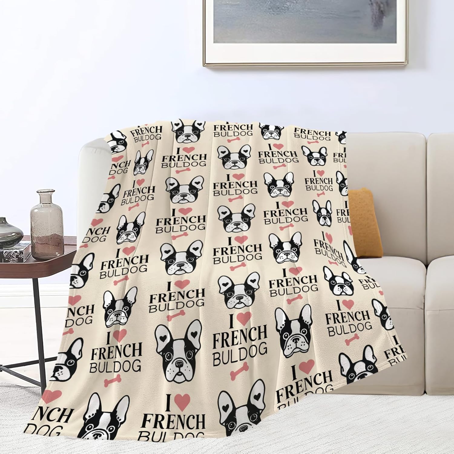 Boston Terrier Throw Blanket French Bulldog Frenchie Puppy Stuff Gifts for Dog Lover Kids Girls Boys Adults Women Men Soft Cozy Warm Plush Fluffy Fuzzy Fleece Blanket Decor 50''X60''