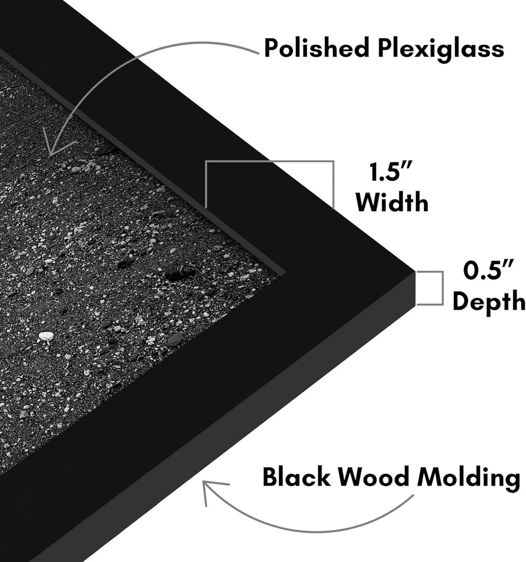 Americanflat 26x38 Poster Frame with Polished Plexiglass - Black Picture Frame - Wide Photo Frames Made of Engineered Wood for Vertical or Horizontal Wall Display - Epic Collection - Black