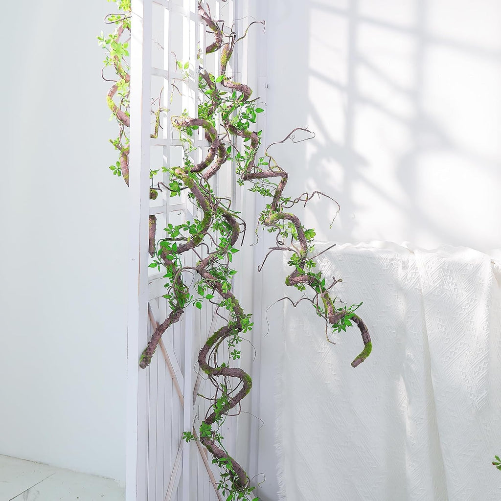 71 Inch Bendable Artificial Tree Vines Twine Branches Moss Greenery Plants Reptile Climbing Garland Twigs for Outdoor Camping Garden Wall Pipes Hanging Halloween Christmas Decoration