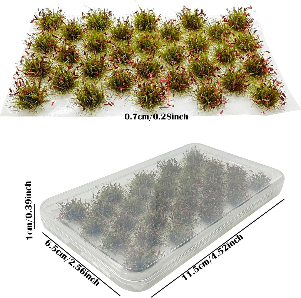 Woohome 32 Miniature Grass Cluster, Red Static Grass Tuft Model Vegetation Groups for DIY Model Train Landscape