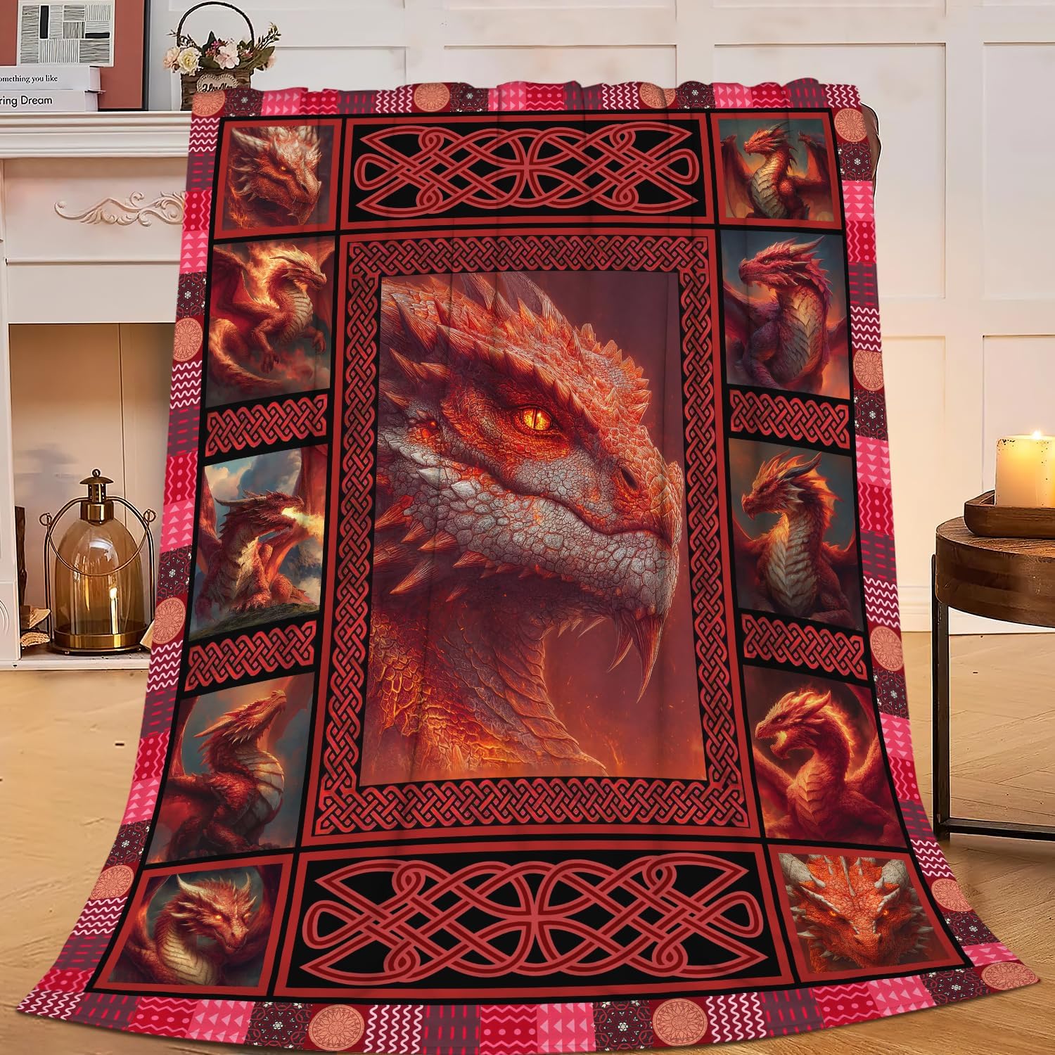 Dragon Throw Blanket Dragon Stuff Gifts for Kids Girls Boys Adults Women Men Soft Cozy Warm Plush Fluffy Fuzzy Fleece Blanket Decor 50''X60''