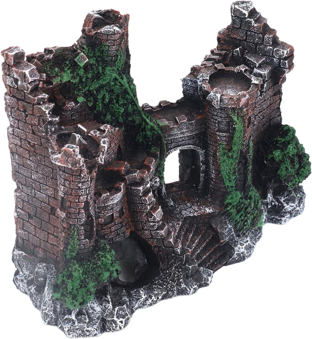 Aquarium Castle Decoration, Fish Castle Ornament, Lifelike Fish House with Hideout, for Saltwater Freshwater Aquariums, Simulation Decoration