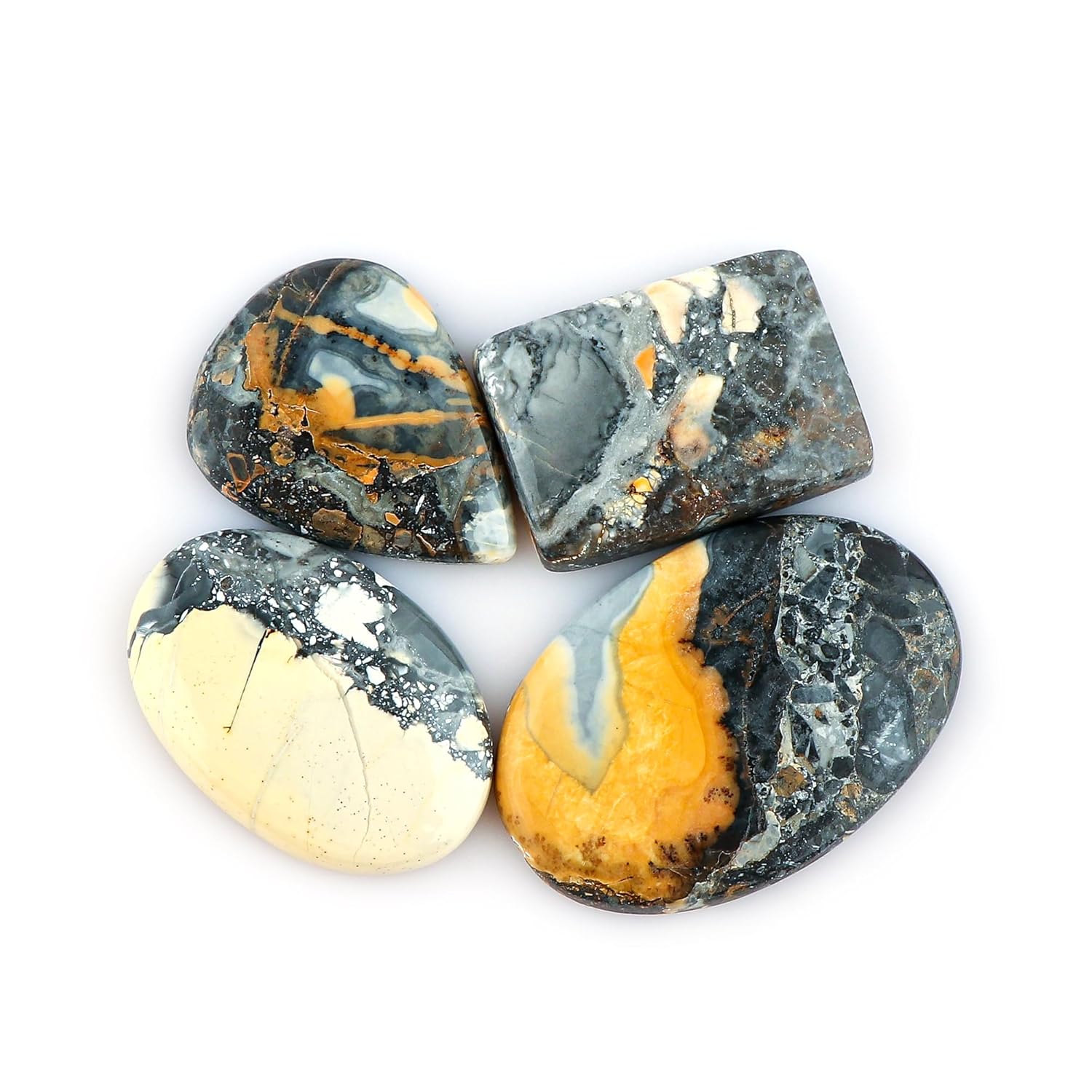 CRYSTALIS Wholesale 4pcs Natural Maligano-Jasper Loose Gemstone Bulk Cabochons Jewelry Making Supply, Chakra Healing Polished Stones, Wire Wrapping, DIY, Gem Collection, Mix-Shapes, 20-25mm