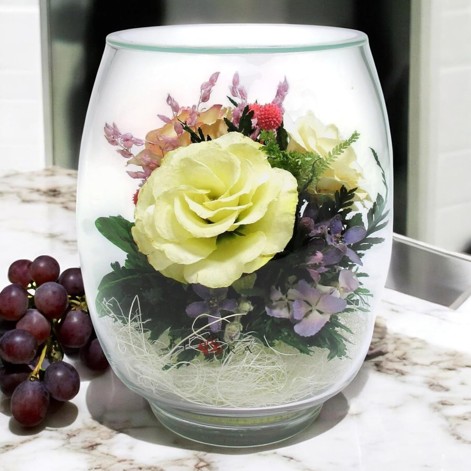 Fiora Flower | Preserved Roses & Floral Arrangement in Sealed Glass Vase | Lasts up to 5 Years | Elegant Gift for Weddings, Birthdays, and Anniversaries (Ivory)