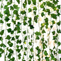 6 Pcs Artificial Hanging Plants Sweet Potato Leaf Vines With 60 Warm Lights, Fake Plant Vine Hanging Garland for Wall, PartyWedding, Home, Kitchen, Indoor and Outdoor Decoration (Creeper Vine Leaves)
